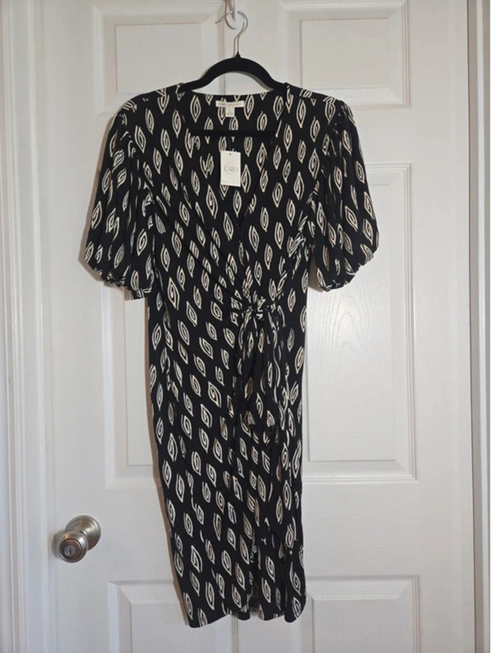 Cato black cream design faux wrap size large